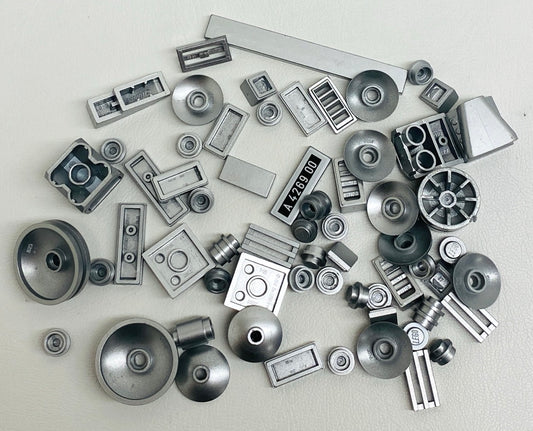LEGO Metallic Silver Fun Pack Mixed Small Pieces Dishes Slopes Tiles and More