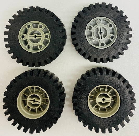 LEGO Technic Vintage Large Tyre 24x43 Pack of 4 with Light Grey Hubs (Old Shade)