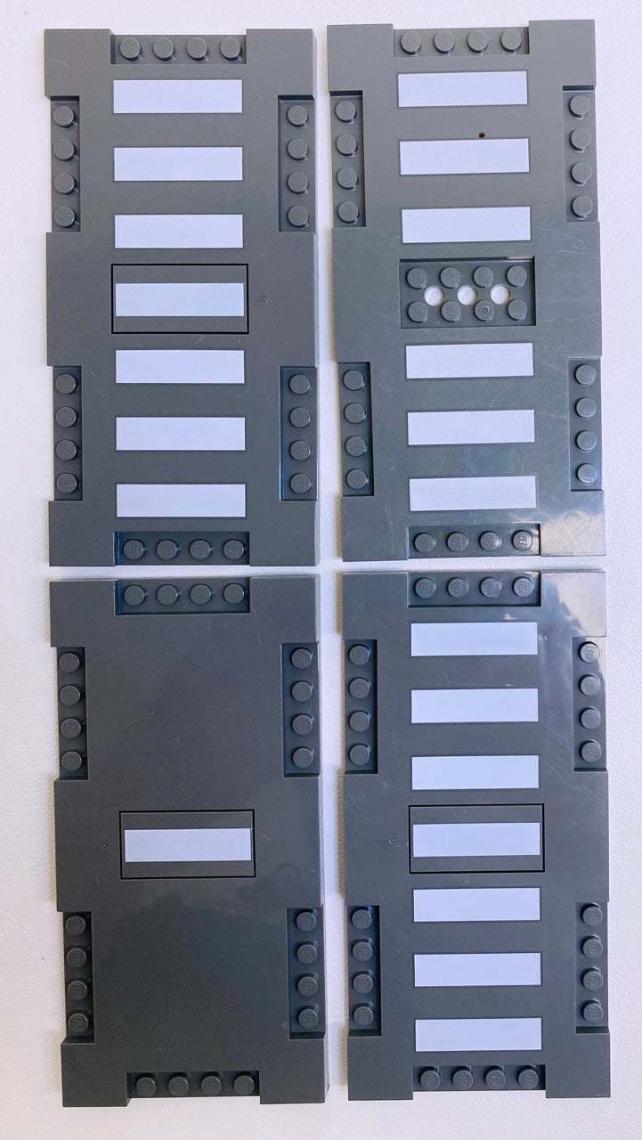 LEGO Brick Modified 8x16x2/3 Pack of 4 Dark Bluish Grey - Road Tiles