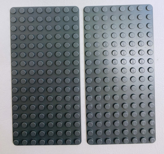 LEGO Baseplate 8x16 Pack of 2 Dark Bluish Grey