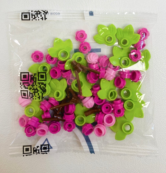 LEGO Plants BRAND NEW Pack Lime Leaves and Mixed Pink Flowers