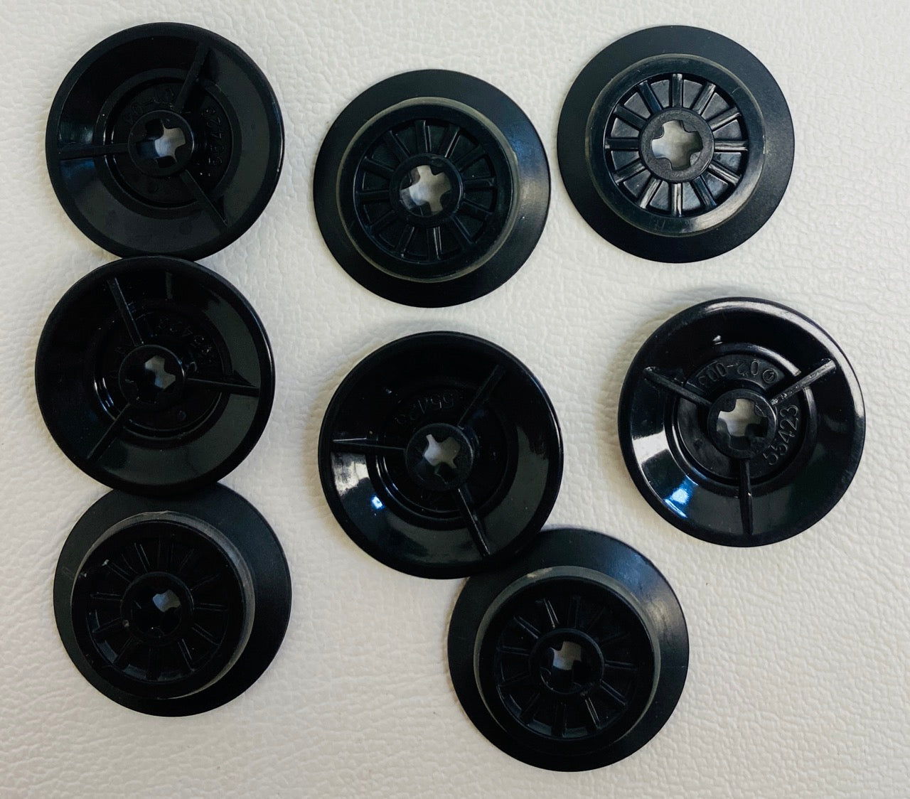 LEGO Trains Black Wheel with Technic Axle Hole and Rubber Friction Band Pack of 8