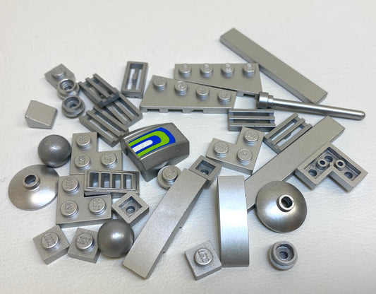 LEGO Metallic Silver Fun Pack Mixed Small Pieces Tiles Plates Slopes and More