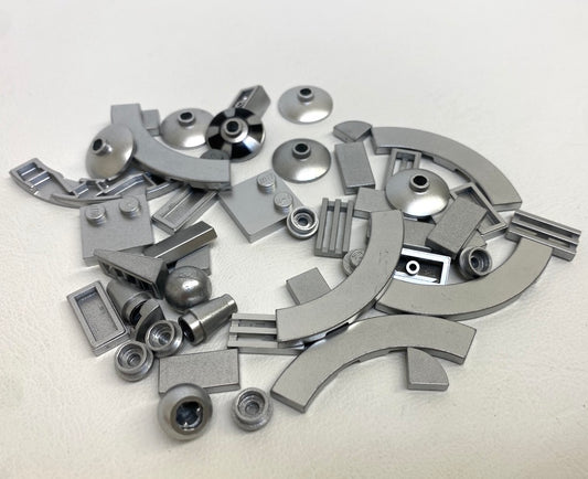 LEGO Metallic Silver Fun Pack Mixed Small Pieces Tiles Plates Dishes and More