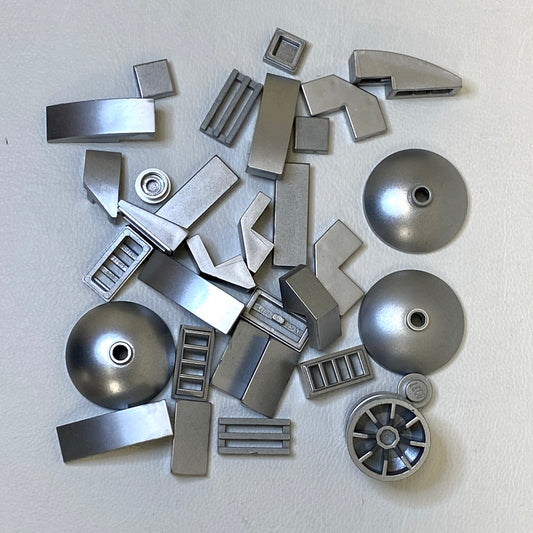 LEGO Metallic Silver Fun Pack Mixed Small Pieces Tiles Plates Dishes and More