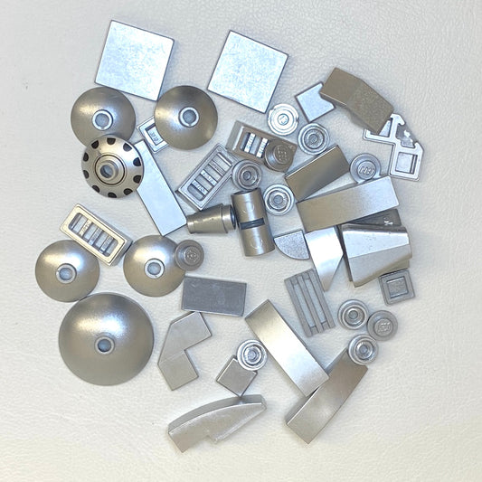 LEGO Metallic Silver Fun Pack Mixed Small Pieces Tiles Plates Slopes and More