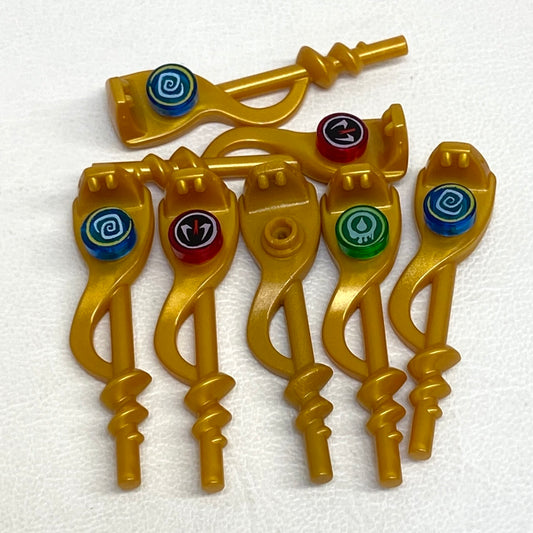 LEGO Pearl Gold Snake / Serpent Staff Fun Pack with Printed Tiles