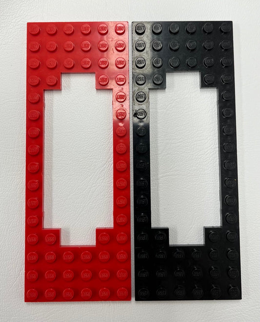 LEGO Trains Vintage Plate 8x16 with Cutout (Wide) Pack of 2 Red and Black