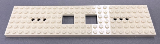 LEGO White Train Base 6x24 2 Square Cutouts And 3 Round Holes Each End