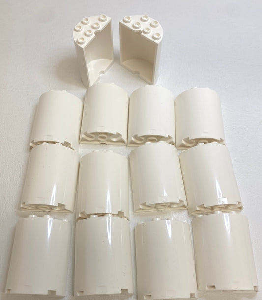 LEGO Cylinder Half 2x4x4 Pack of 14 White