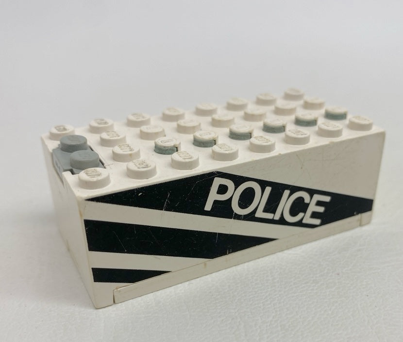 LEGO Vintage White 9V Battery Box with Police Pattern