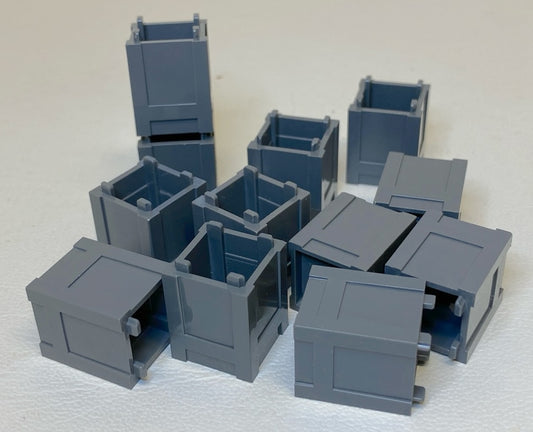 LEGO Dark Bluish Grey Container 2x2x2 Fun Pack of 12 Crates / Boxes