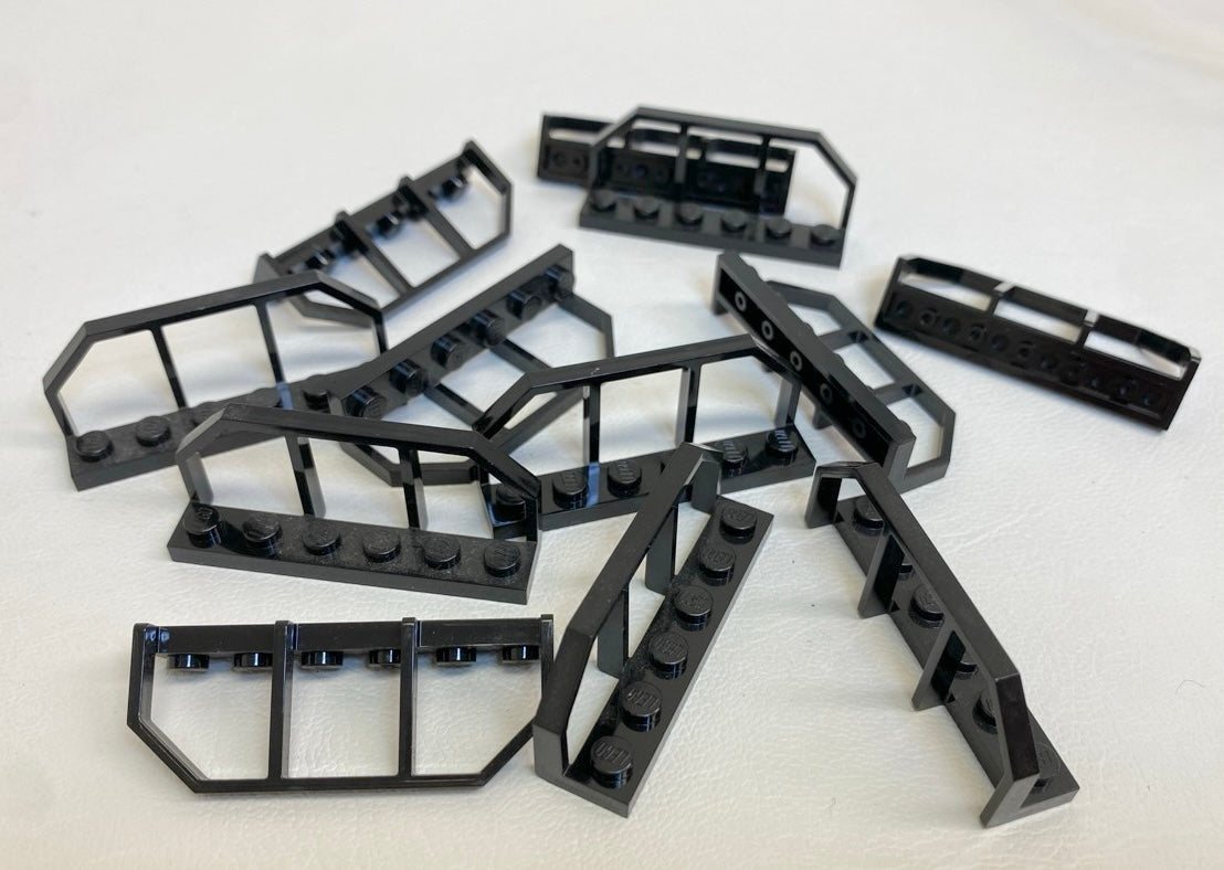 LEGO Black Fence 1x6 Wagon End Pack of 12