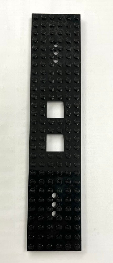 LEGO Train Base 6x28 Black 3 Round Holes Each End and 2x2 Cutouts