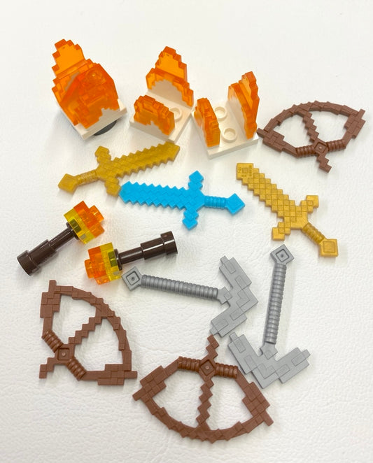 LEGO Minecraft Minifigure Accessory Fun Pack Mixed Flame Pieces Tools Weapons