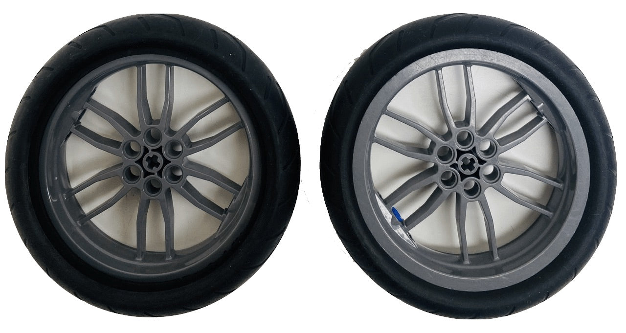 LEGO Technic Motorcycle Tyre 94.2x22 Pack of 2 With Dark Bluish Grey Hub