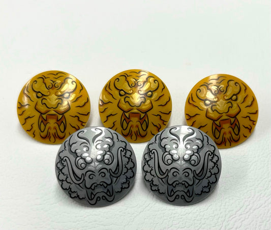 LEGO Ninjago Shields Fun Pack of 5 Flat Silver Dragon / Pearl Gold Lion Patterns