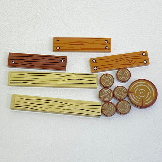 LEGO Printed and Stickered Tiles Wood / Timber Fun Pack Mixed Types