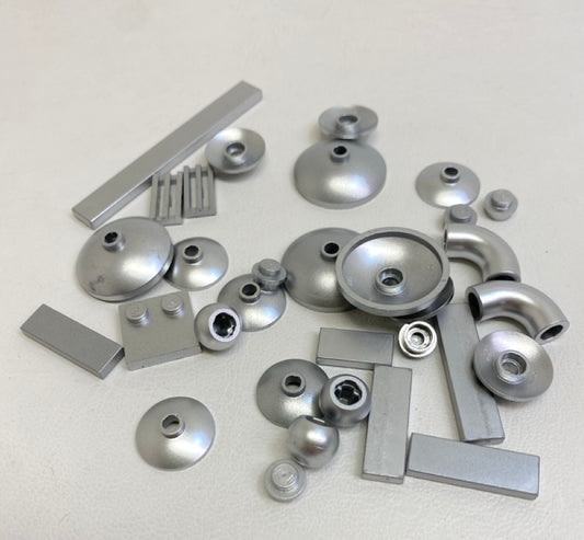 LEGO Metallic Silver Fun Pack Mixed Small Pieces Dishes Tiles and More