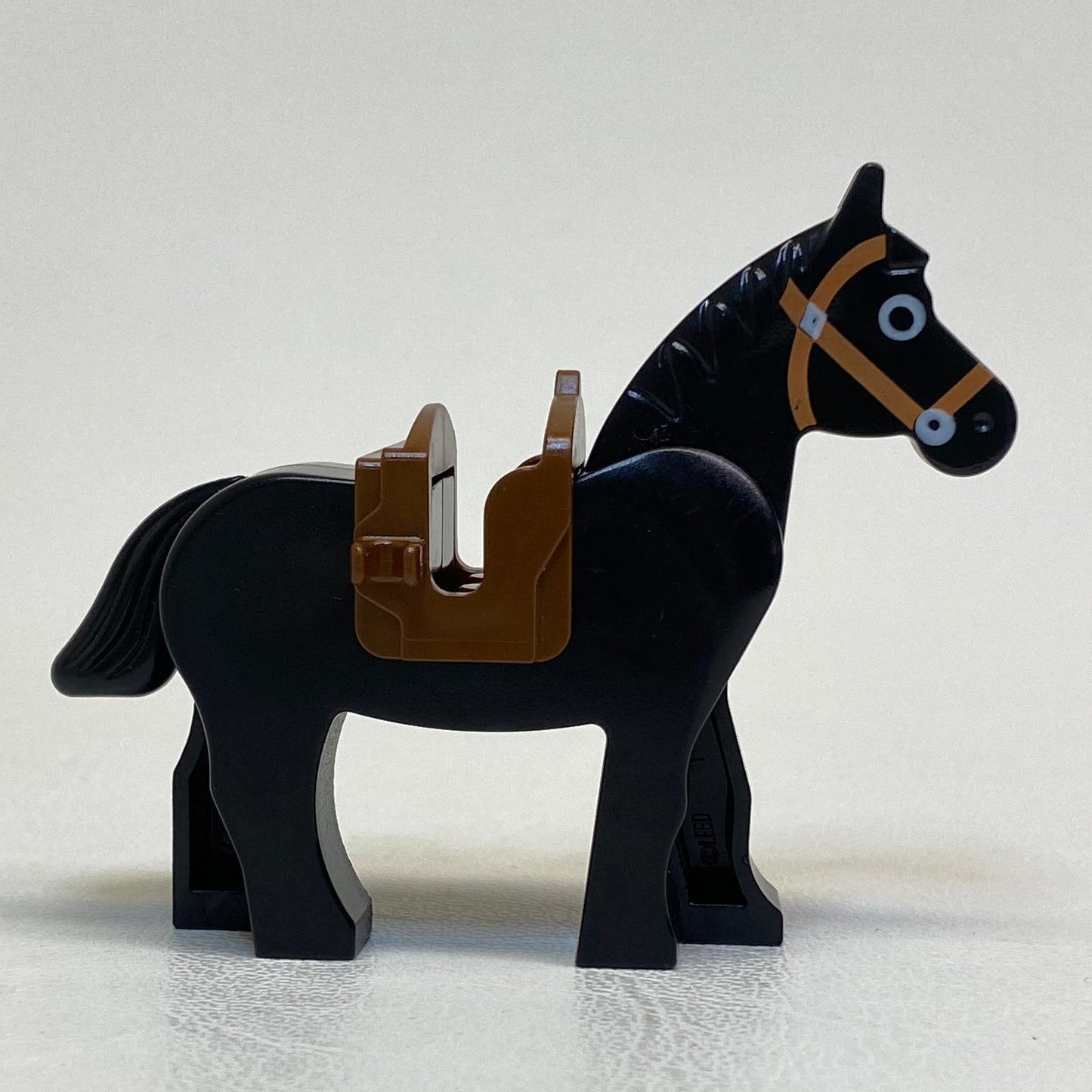 LEGO Animal Horse Black with Old Brown 2 Clip Saddle