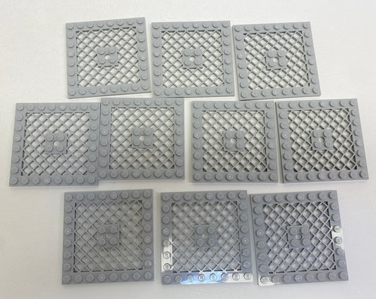 LEGO Grille Plate 8x8 Pack of 10 Light Bluish Grey