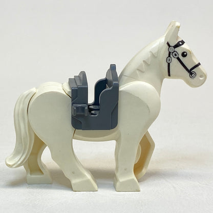 LEGO Animal White Horse With Movable Legs and Dark Bluish Grey Saddle With Clips