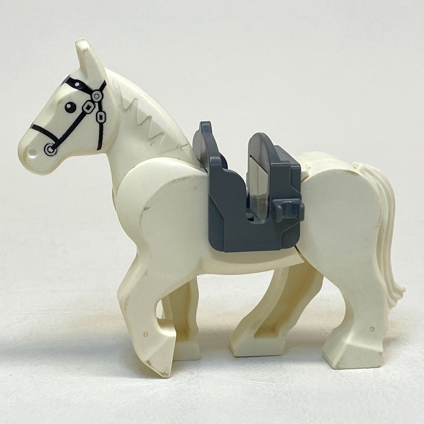LEGO Animal White Horse With Movable Legs and Dark Bluish Grey Saddle With Clips