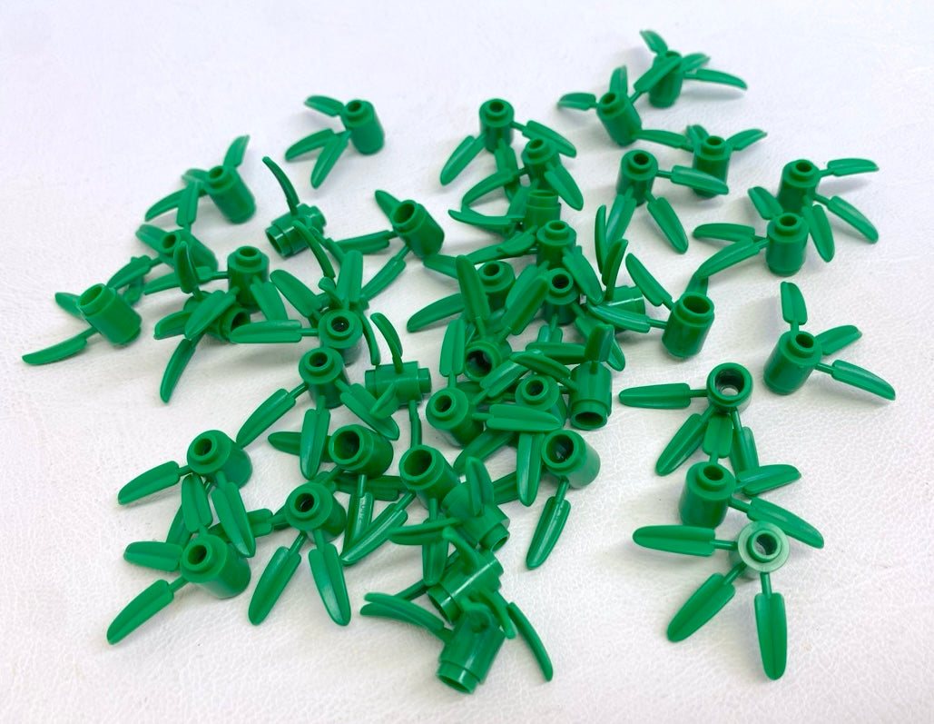 LEGO Plants Round Brick with 3 Bamboo Leaves Pack of Approx 40 Green