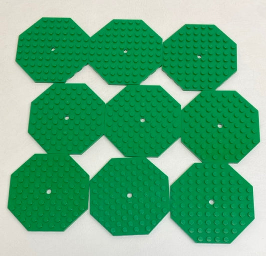 LEGO Octagonal Plate 10x10  Pack of 9 Green