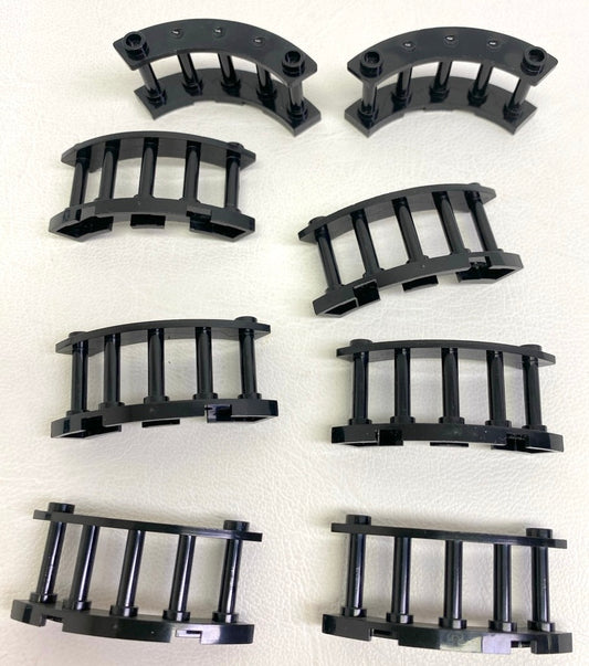 LEGO Black Spindled Fences 4x4x2 Quarter Round Fun Pack of 8 - Two Stud Version
