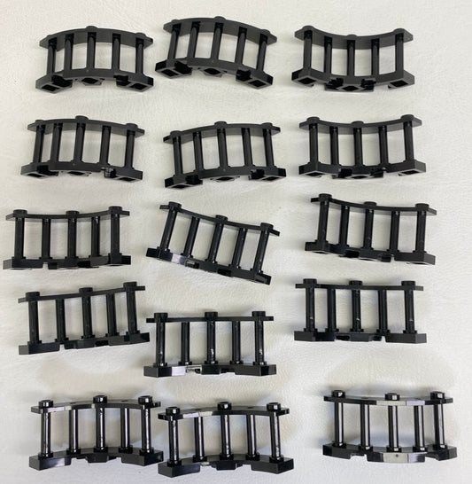LEGO Black Spindled Fences 4x4x2 Quarter Round Fun Pack of 15 - Three Stud Version