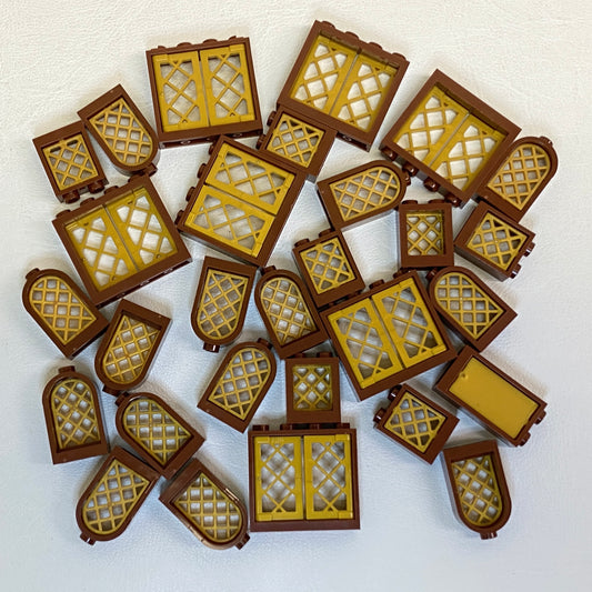 LEGO Mixed Reddish Brown Frames with Pearl Gold Shutters Window Fun Pack