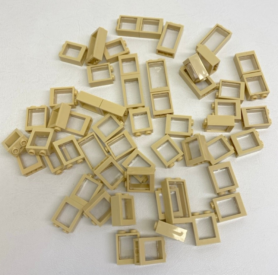 LEGO Window Fun Pack Tan Frames - Trans Clear Glass