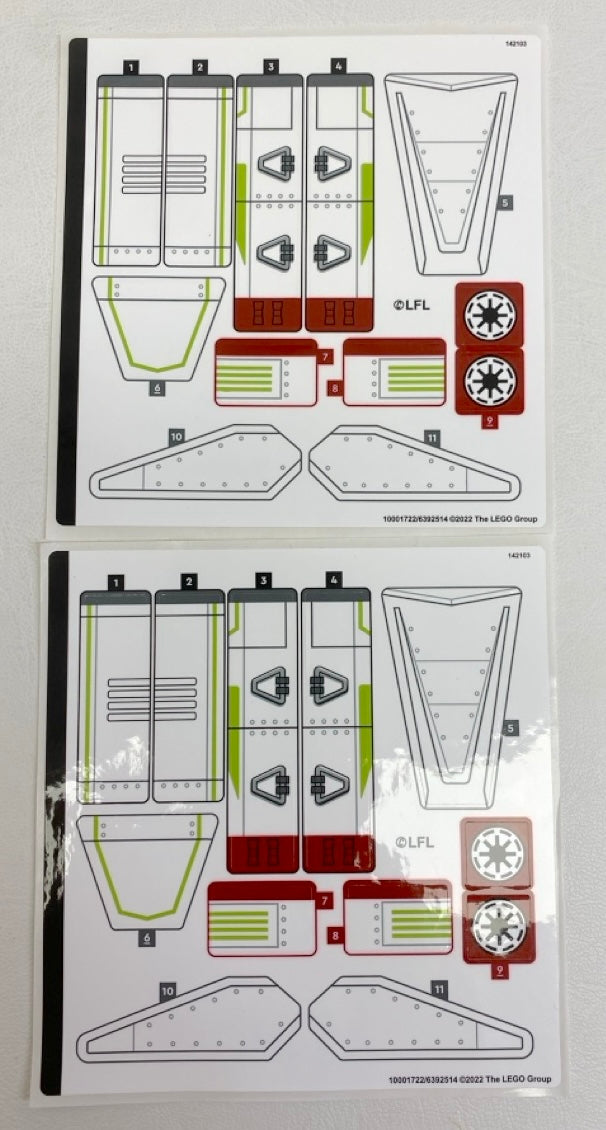 LEGO Star Wars Sticker Sheets from Republic Fighter Tank SET #75342 Pack of 2 BRAND NEW