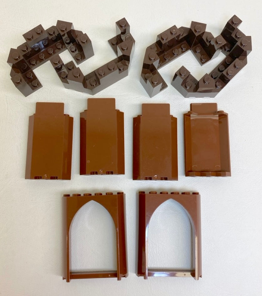 LEGO Castle Dark Brown Turret Top and Reddish Brown Wall Panel Fun Pack