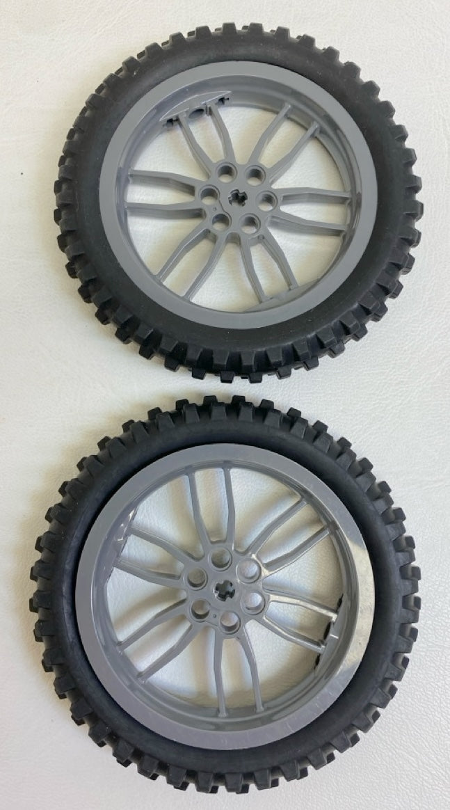 LEGO Technic Motorcycle Tyre 100.6mm Pack of 2 With Dark Bluish Grey Hubs