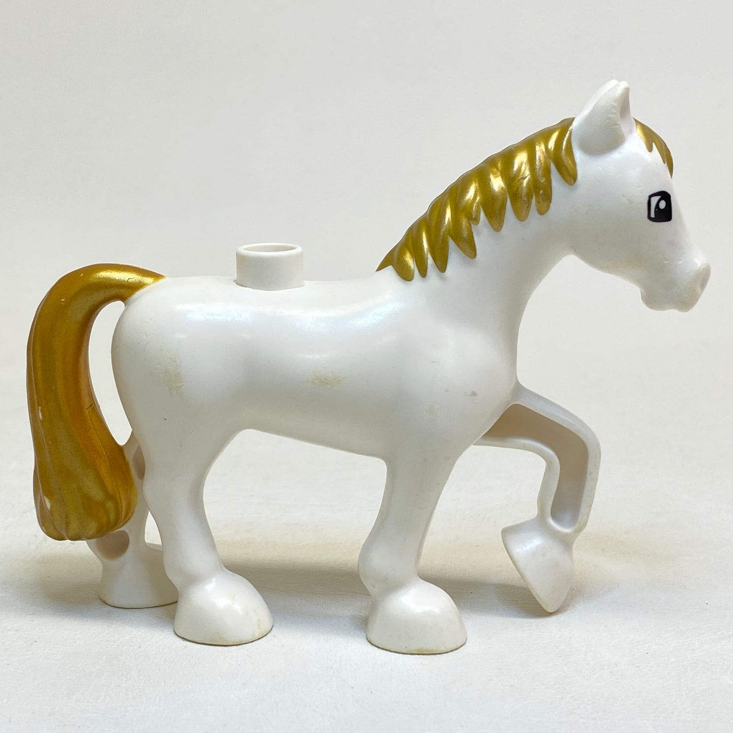 LEGO Duplo Animal White Horse With Gold Mane & Tail