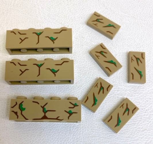 LEGO Marvel Superheroes Dark Tan Bricks and Tiles with Groot Patterns