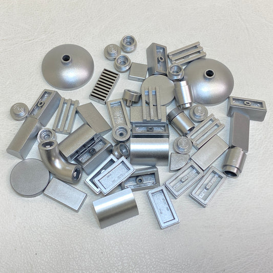LEGO Metallic Silver Fun Pack Mixed Small Pieces Dishes Tiles and More