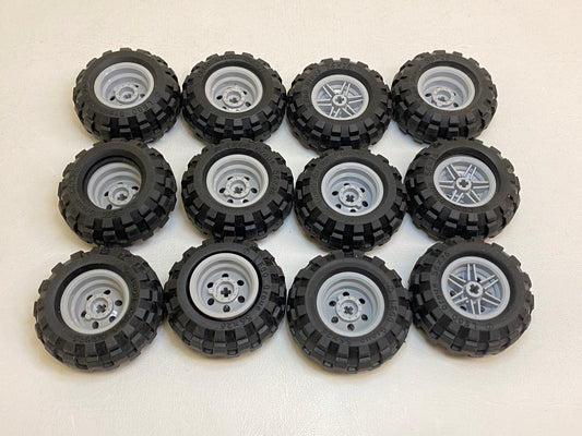 LEGO Technic Tyre 56x26 Pack of 12 With Light Bluish Grey Hubs