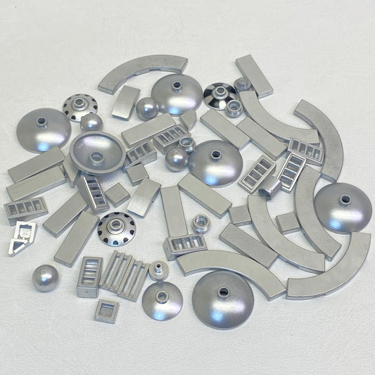 LEGO Metallic Silver Fun Pack Mixed Small Pieces Dishes Tiles Slopes and More
