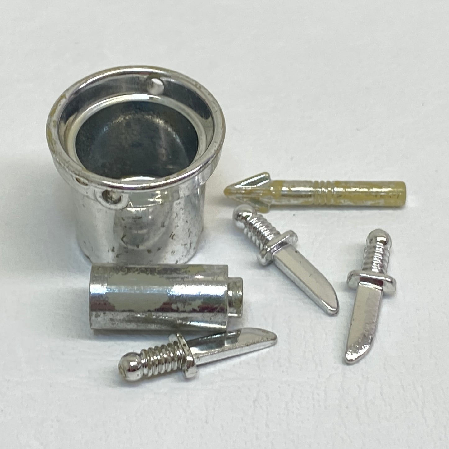 LEGO Chrome Silver Mixed Fun Pack Harpoon / Knives / Round Brick / Bucket