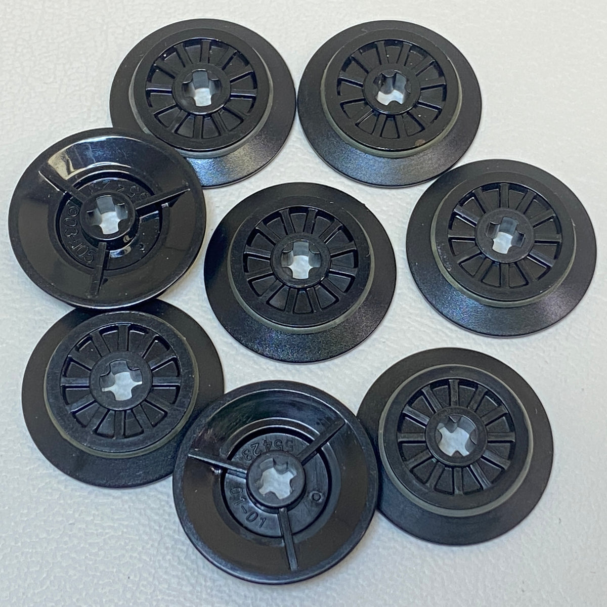 LEGO Trains Black Wheel with Technic Axle Hole and Rubber Friction Band Pack of 8