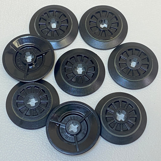 LEGO Trains Black Wheel with Technic Axle Hole and Rubber Friction Band Pack of 8
