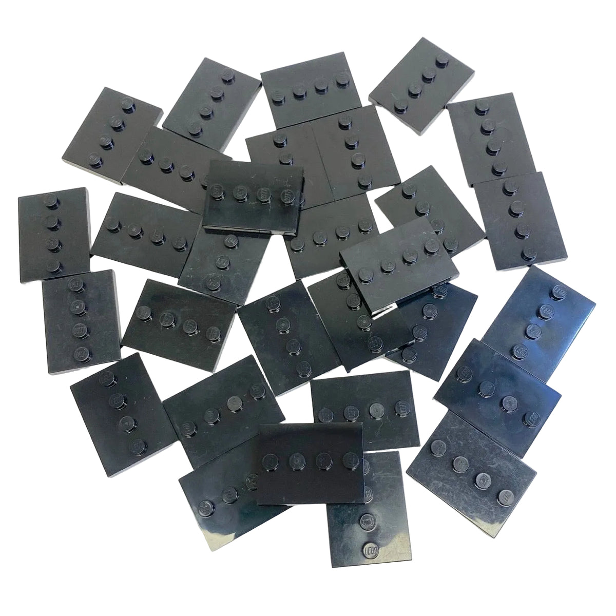 LEGO Tile 3x4 Pack of 30 Black Minifigure Display Base