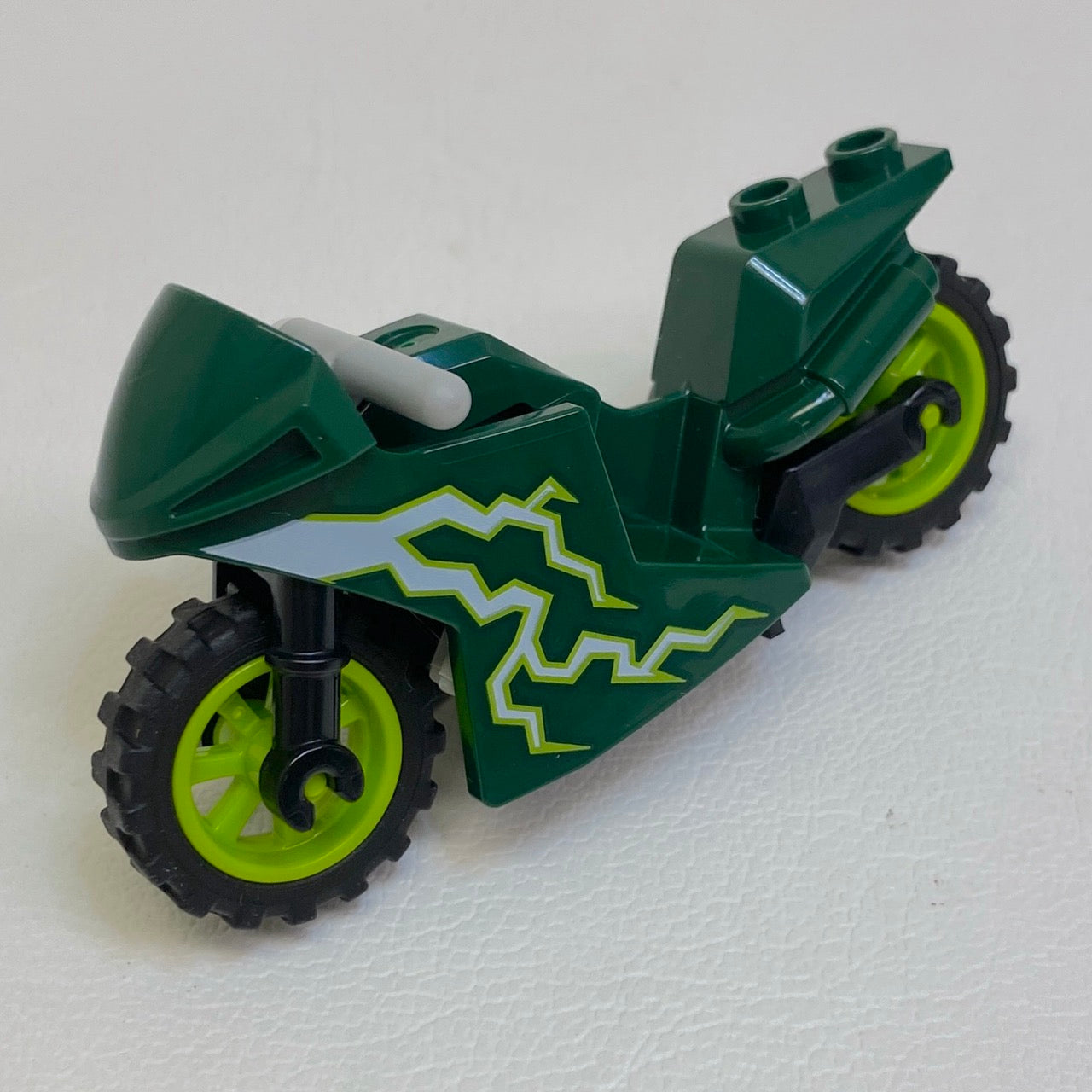 LEGO Motorcycle Dark Green with Lightning Pattern