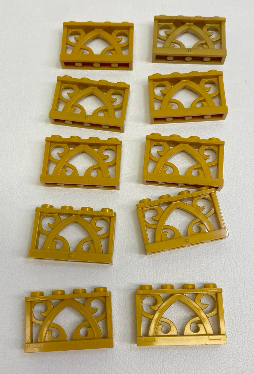 LEGO Pearl Gold Ornamental Fences 1x4x2 Fun Pack