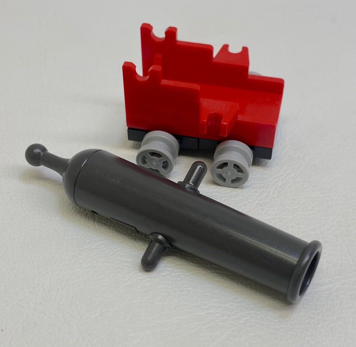 LEGO Cannon With Red Base Light Bluish Grey Wheels and Pearl Dark Grey Barrel