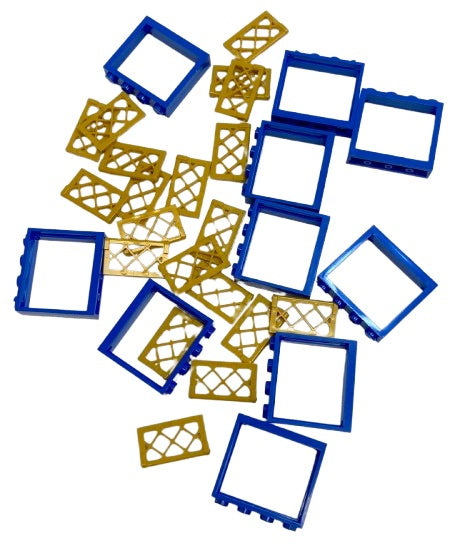 LEGO Window Fun Pack BRAND NEW Blue Frames with Pearl Gold Lattice Shutters