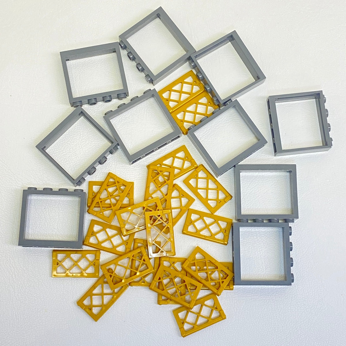 LEGO Window Fun Pack BRAND NEW Dark Bluish Grey Frames with Pearl Gold Lattice Shutters